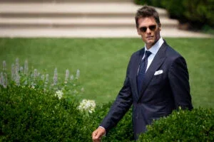 Quarterback Tom Brady arrives for a ceremony with U.S. President Joe Biden as he welcomes the 2021 NFL Super Bowl champions Tampa Bay Buccaneers to the South Lawn of the White House on July 20, 2021 in Washington, DC.