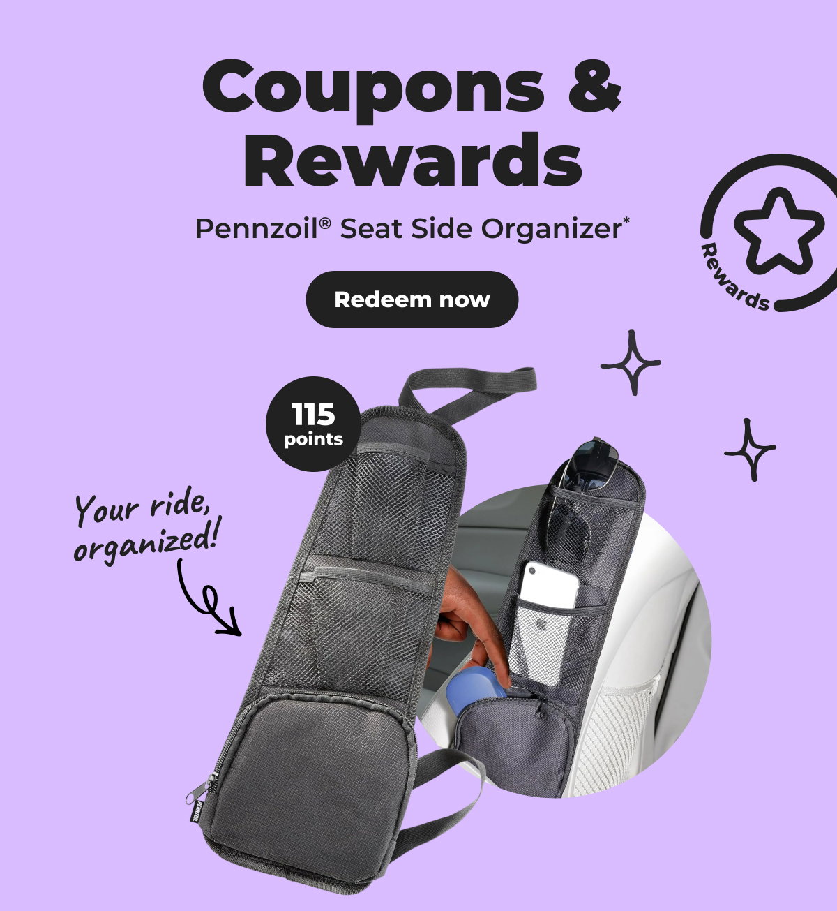 Pennzoil® Seat Side Organizer* (with 115 points) - Redeem now