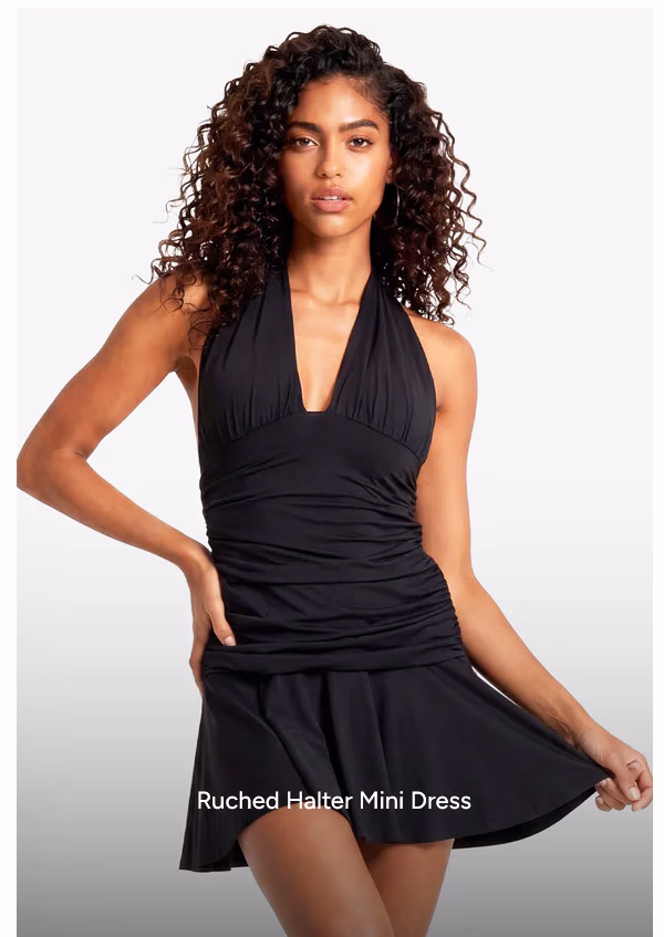 Ruched Halter Mini Dress