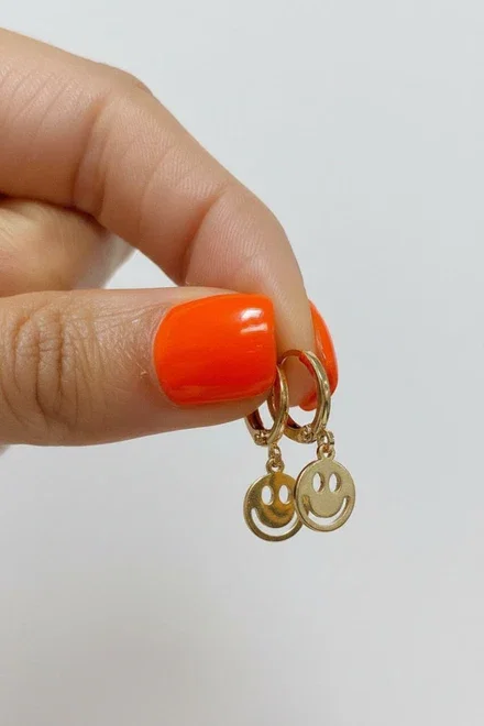 Bracha Smiley Huggies Gold Hoop Earrings