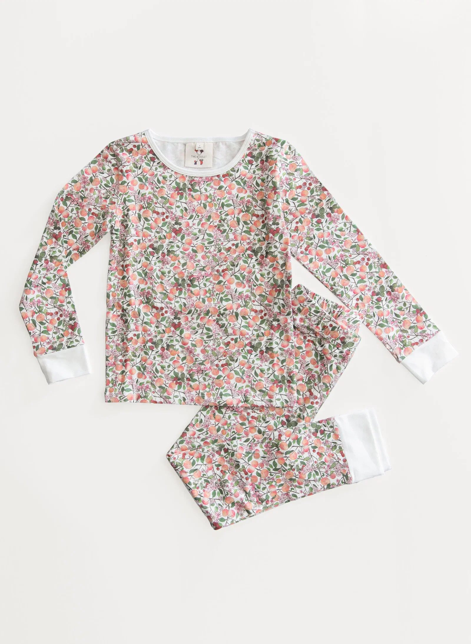 Image of Children's Two Piece Organic Pajamas - Peach Blossom