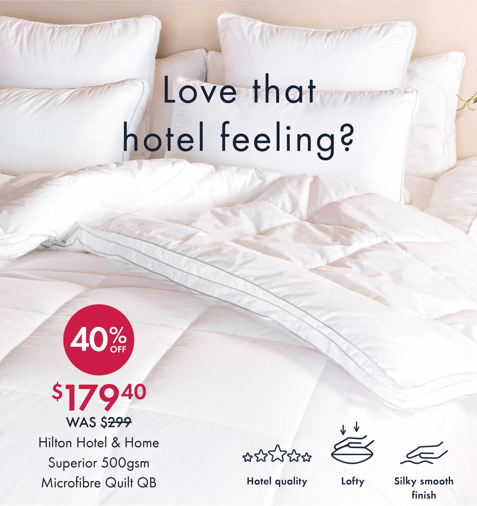 Hilton Hotel & Home uperior 500gsm Microfibre Quilt QB