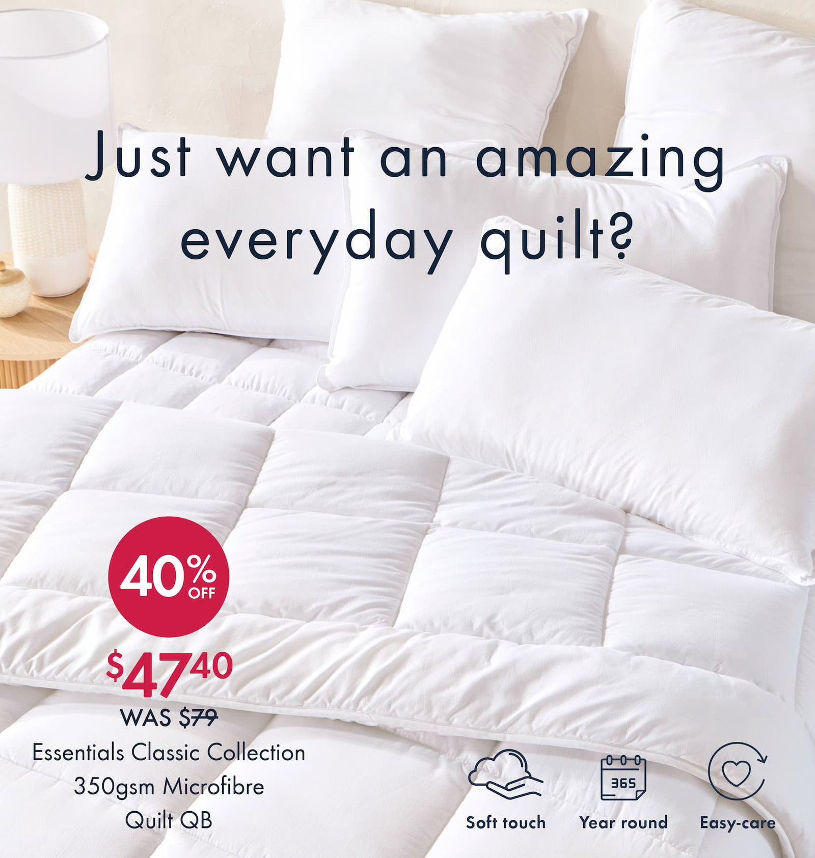 Essentials Classic Collection 350gsm Microfibre Quilt QB