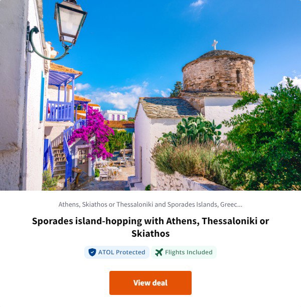 Sporades island-hopping with Athens, Thessaloniki or Skiathos