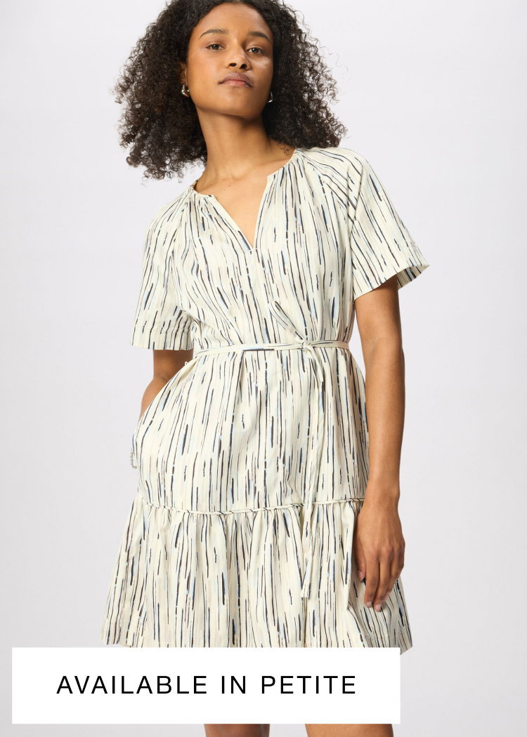 Ivory Abstract Stripe Short Dress