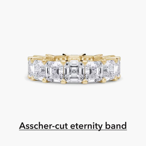 Lab Grown Diamond Asscher-Cut Eternity Band in 18K Yellow Gold