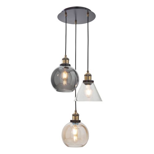 Lula 3 Light Industrial Style Ceiling Cluster Pendant - Bronze