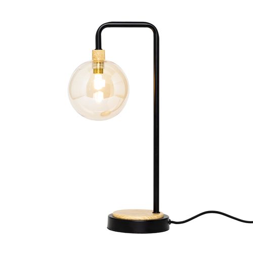 Melior Industrial Table Lamp with Champagne Shade - Black