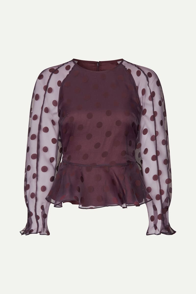 Sheer Peplum Top - Polka