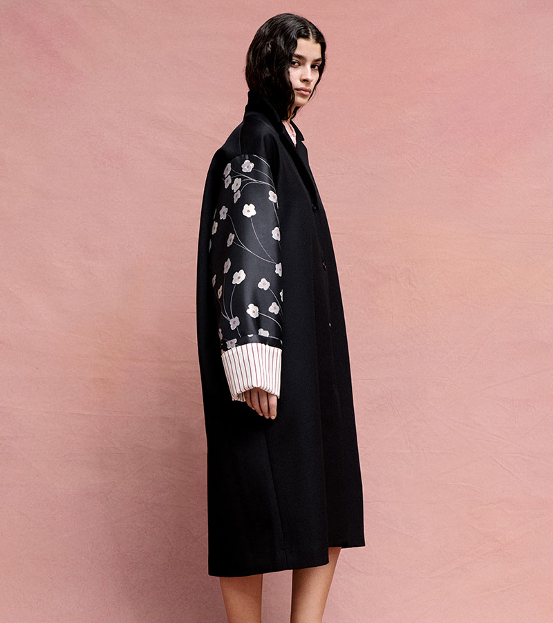 Bell Sleeve Coat - Bouquet In Pieces