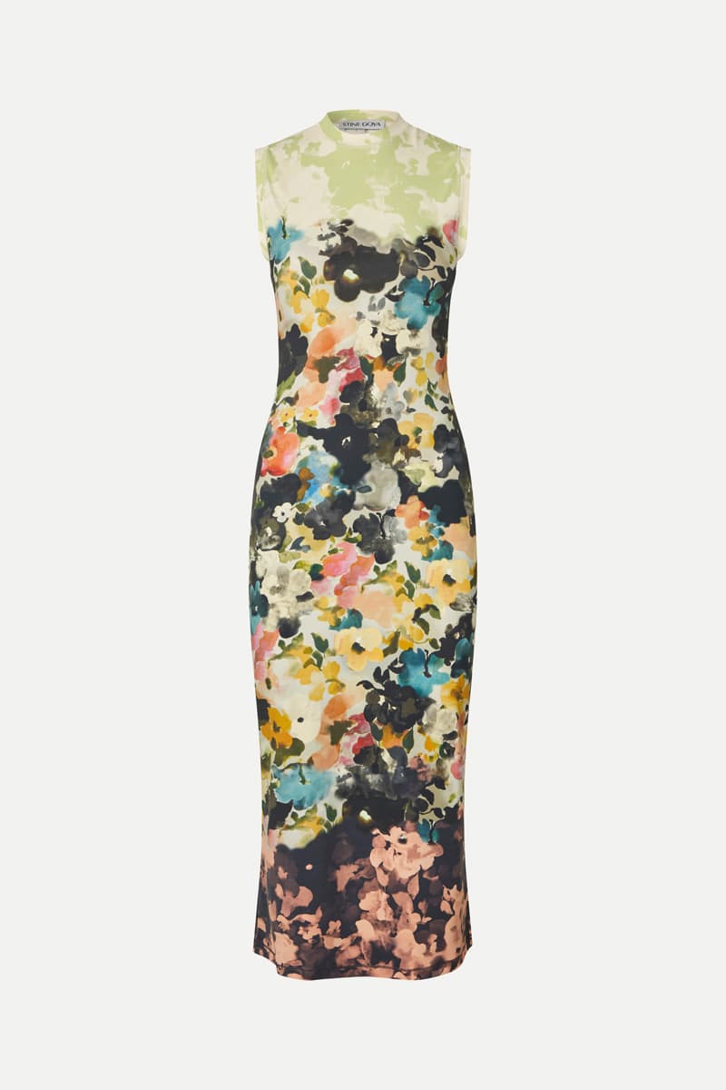 Elastic Tank Crewneck Dress - Echoes In Flowers