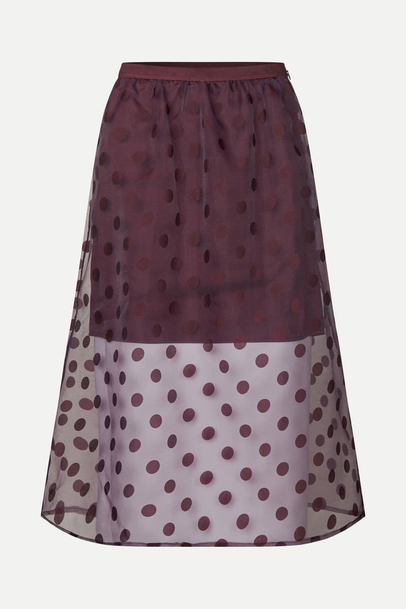 Elasticated Waistband Midi Skirt - Polka