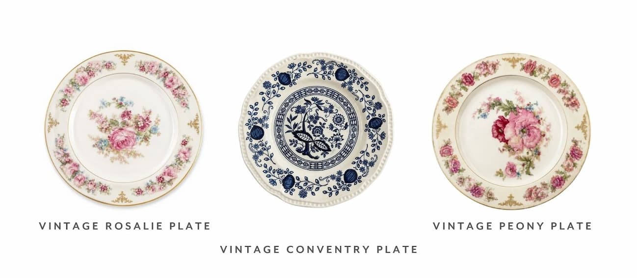 3 Vintage Floral Decorative Plates