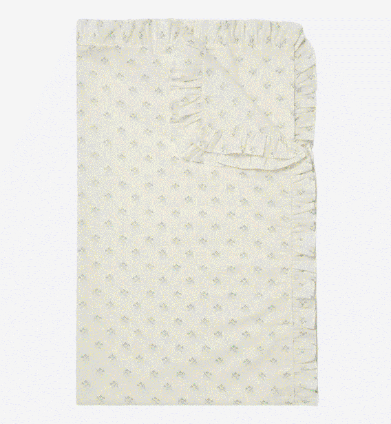 Mellow Green Martha Floral Frill Linen Blend Tablecloth
