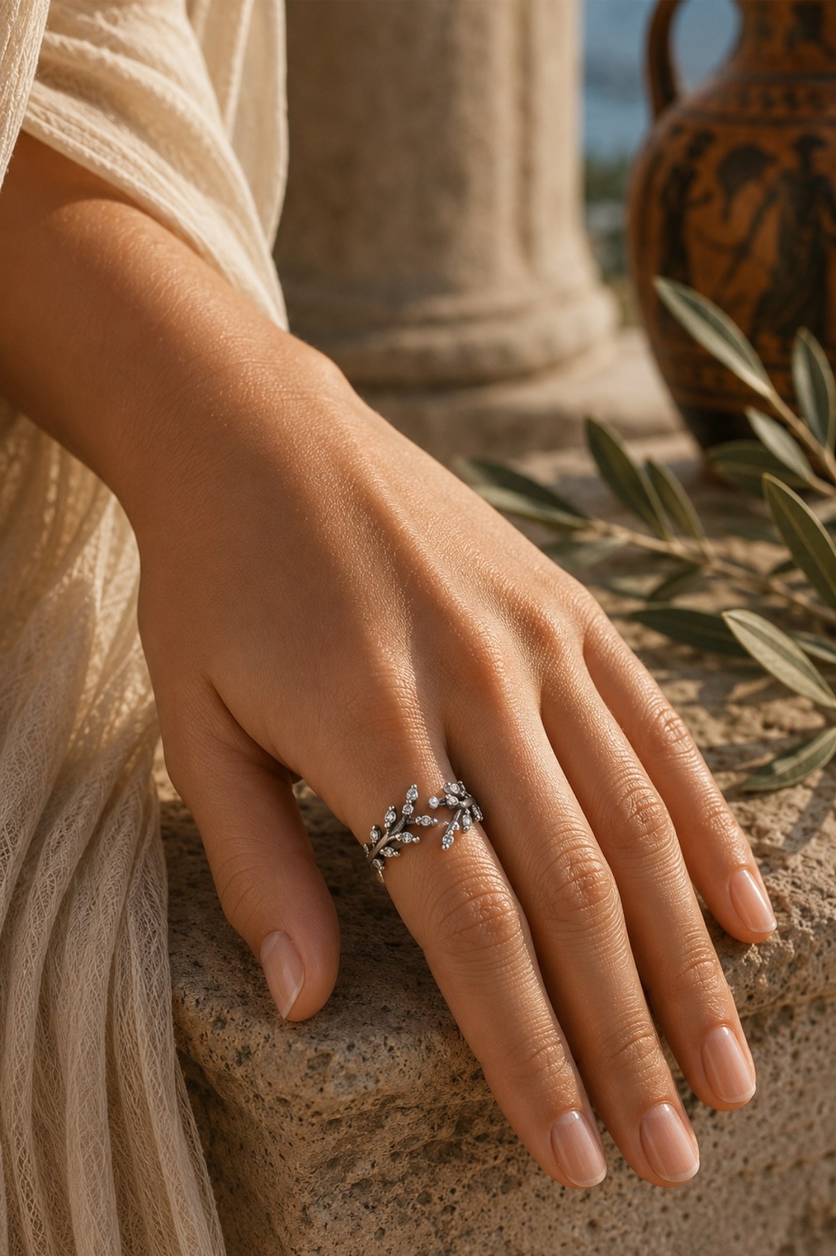 Hand with pretty leaf design