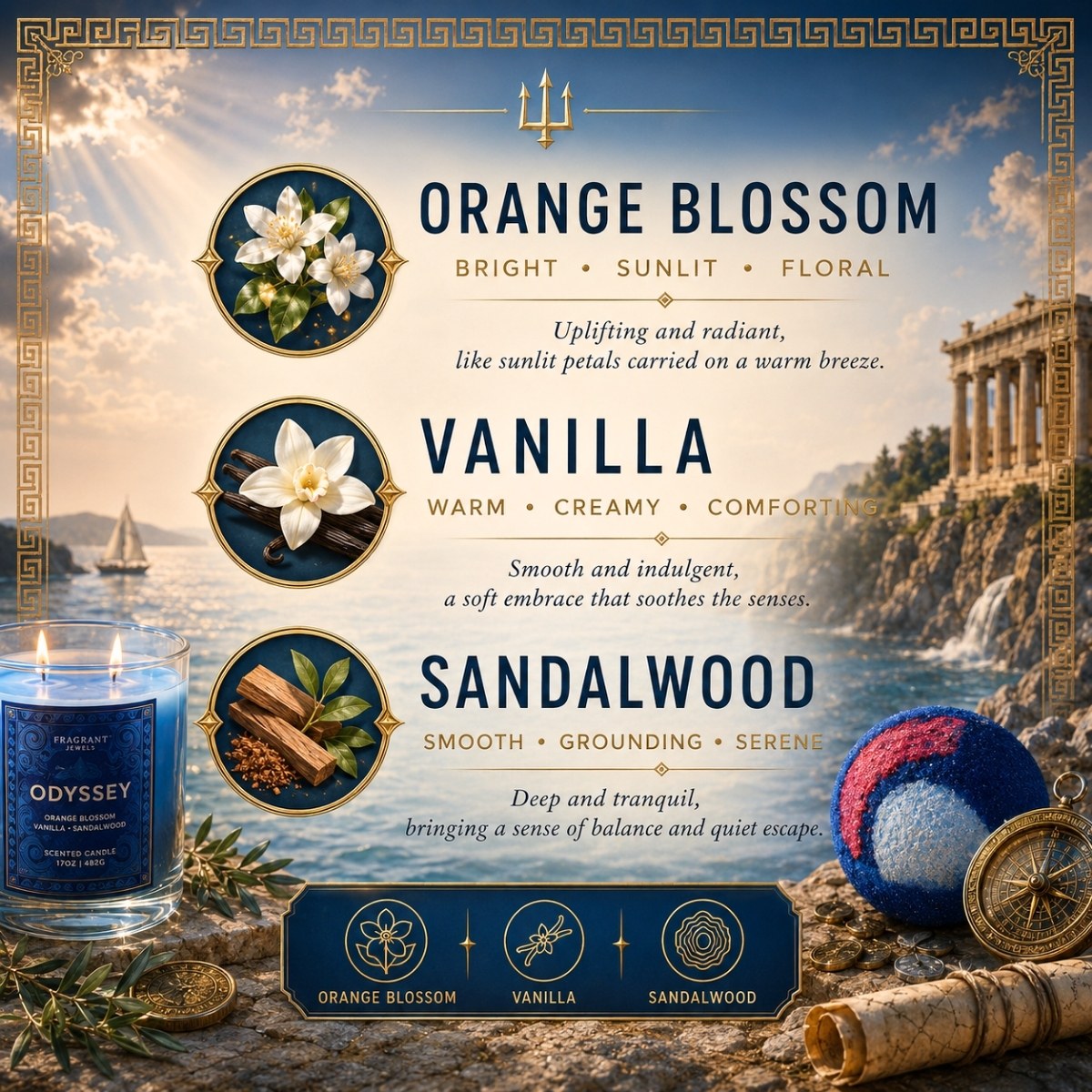 Orange Bossom, Vanilla, Sandalwood - Fragrance Notes