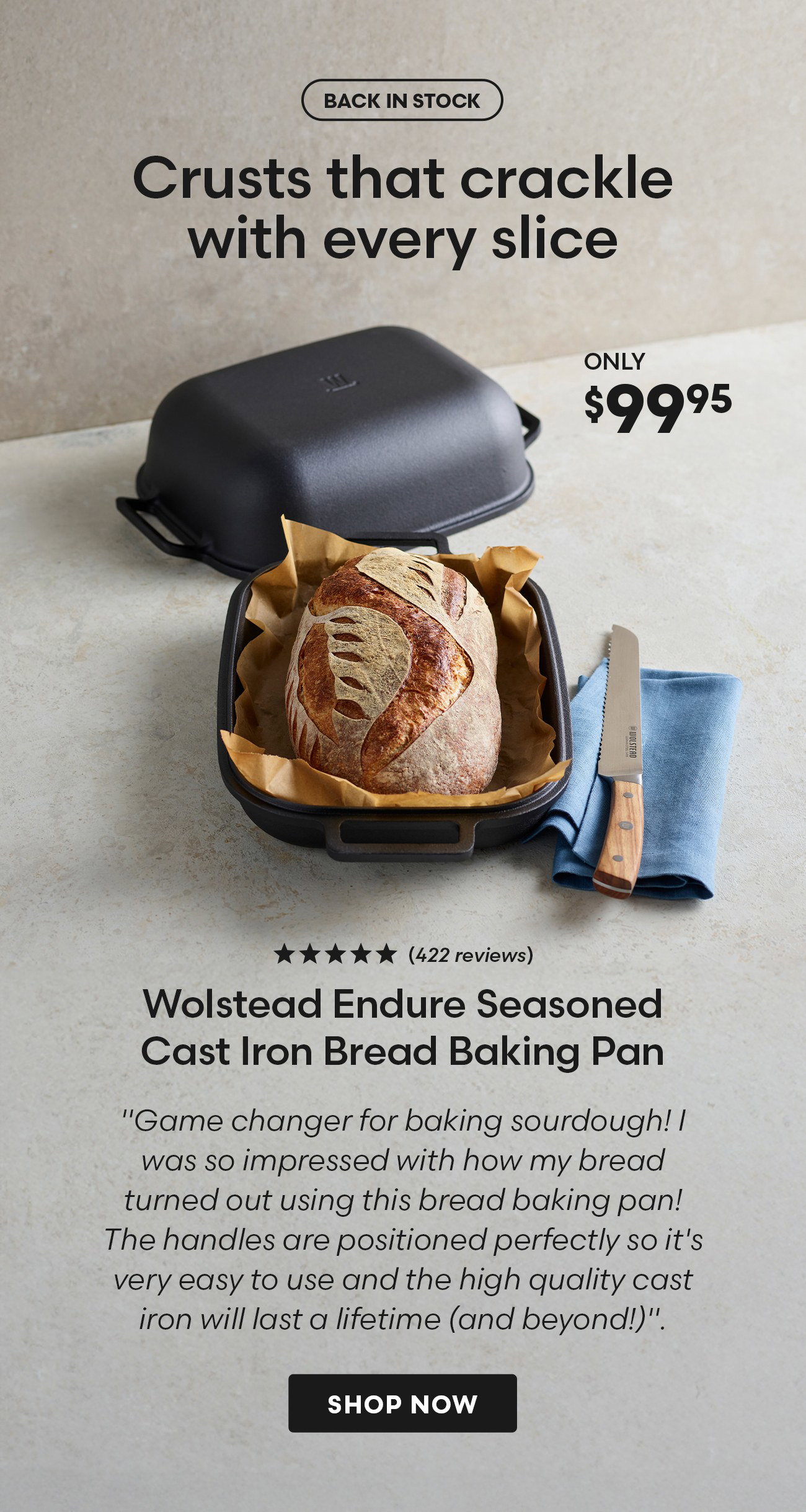 Wolstead Endure Seasoned Cast Iron Bread Baking Pan