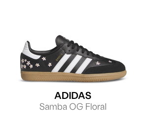 adidas Big Kid's Samba OG Floral Sneakers in Black/White