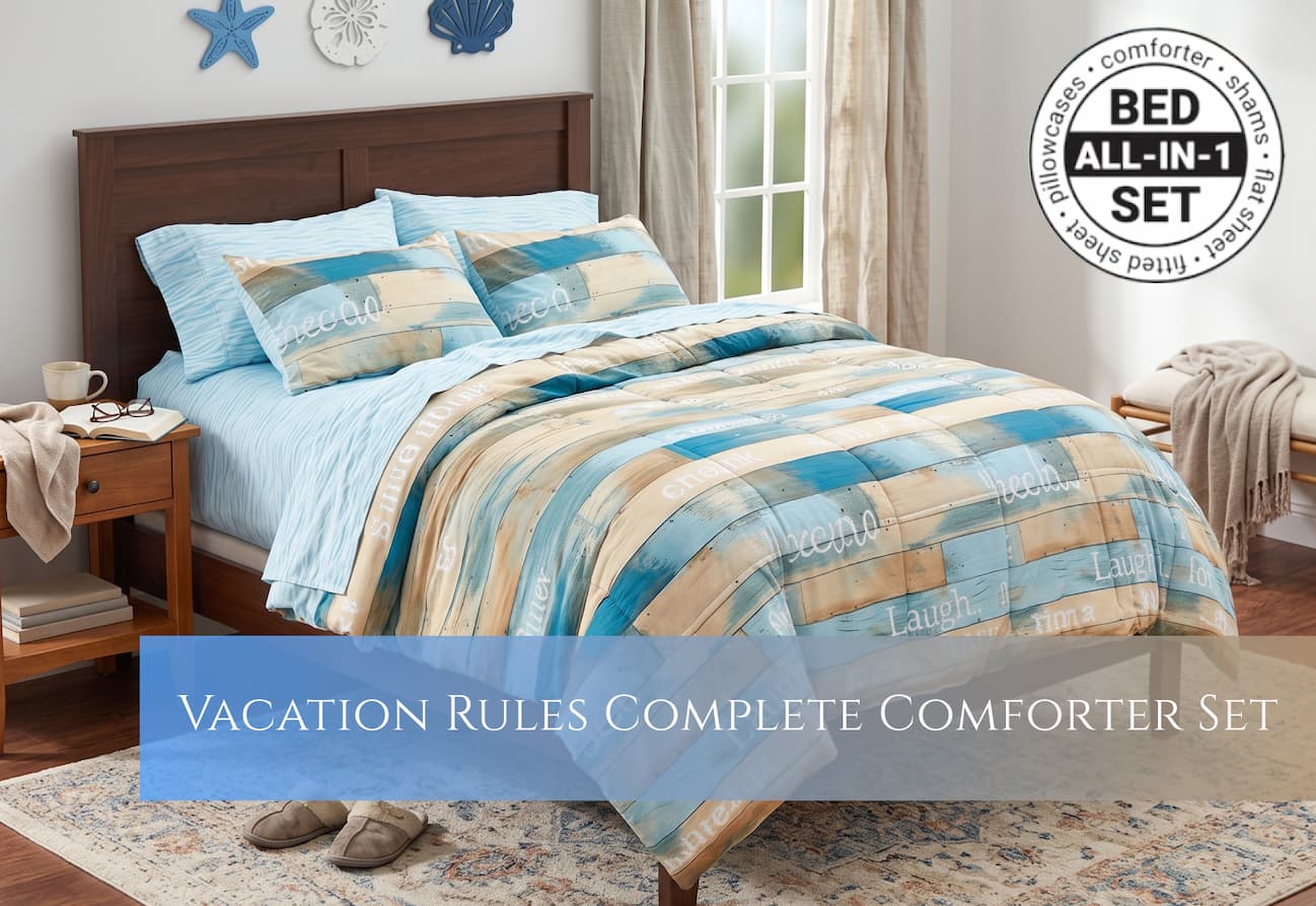 Vacation Rules Queen or King Complete Comforter Set