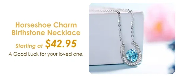 Horseshoe Charm Birthstone Necklace