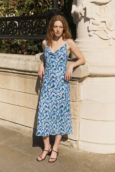 Stacy Cowl Neck Crepe Midi Dress