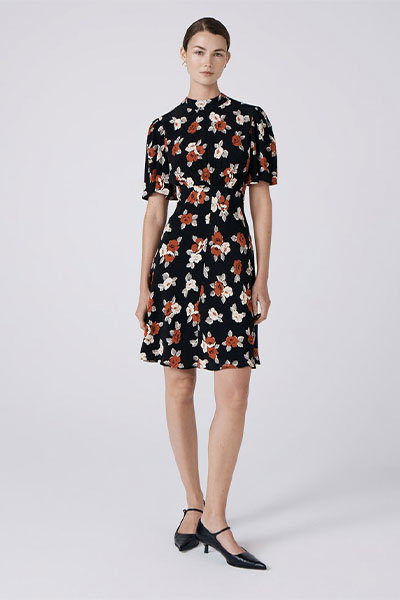 Leah Floral Crew Neck Short Dress
