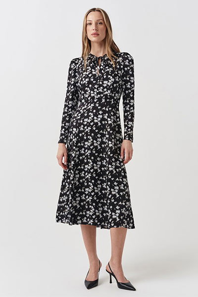 Ana Floral Satin Midi Dress