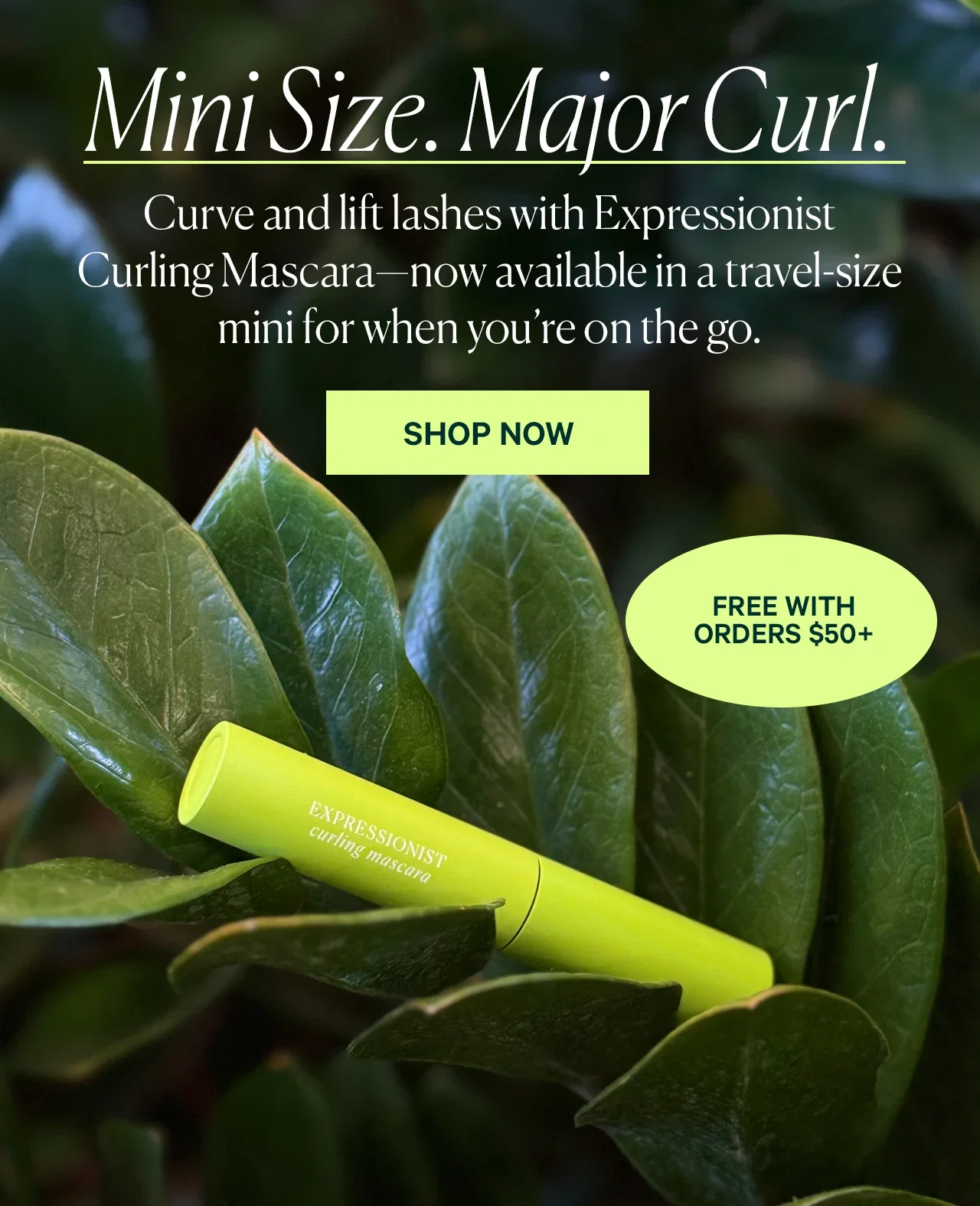 Mini Size. Major Curl.  Curve and lift lashes with Expressionist Curling Mascara — now available in a travel-size mini for when you're on the go.  SHOP NOW  FREE WITH ORDERS $50+