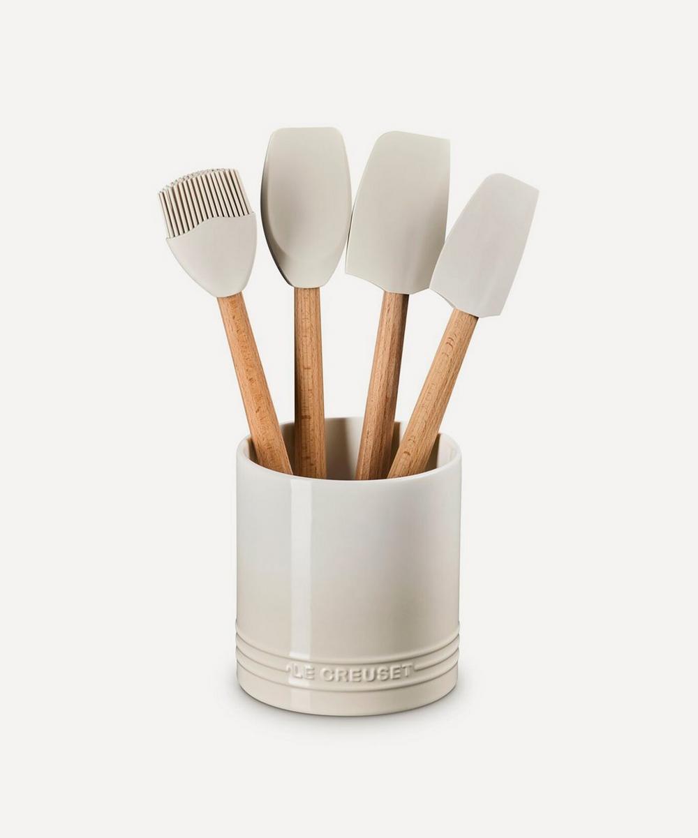 Le Creuset Stoneware Utensil Jar and Spatula Set in Meringue