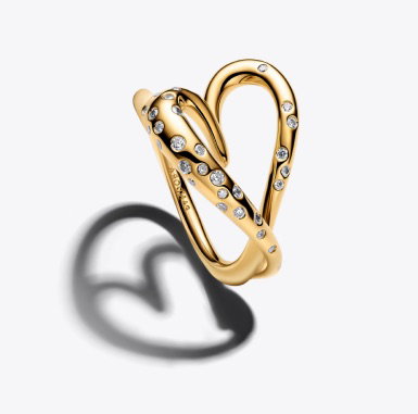 Organically Shaped Stone-Set Heart Ring 