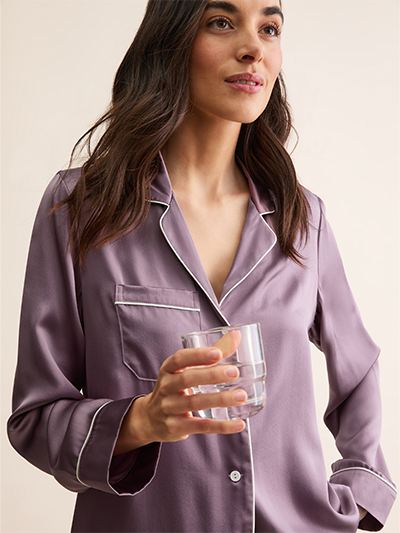 Women's Silk Pyjamas in Dusty Plum
