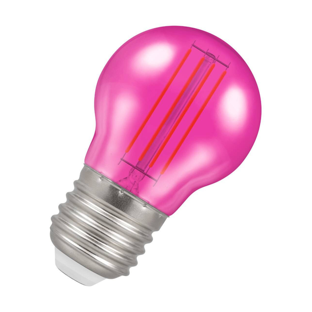 Crompton Lamps LED Golfball Light Bulb E27 4.5W Harlequin Pink Round Screw Coloured Translucent