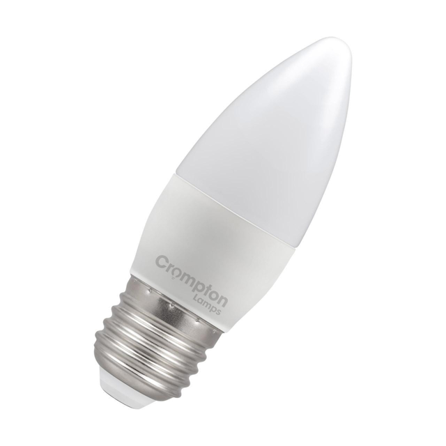 Crompton Lamps LED Candle Light Bulb E27 4.2W (40W Eqv) Warm White 2700K Screw Thermal Plastic Opal