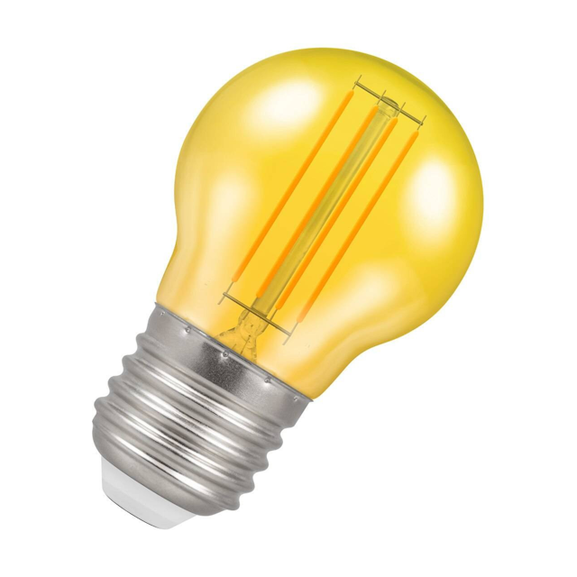 Crompton Lamps LED Golfball Light Bulb E27 4.5W Harlequin Yellow Round Screw Coloured Translucent