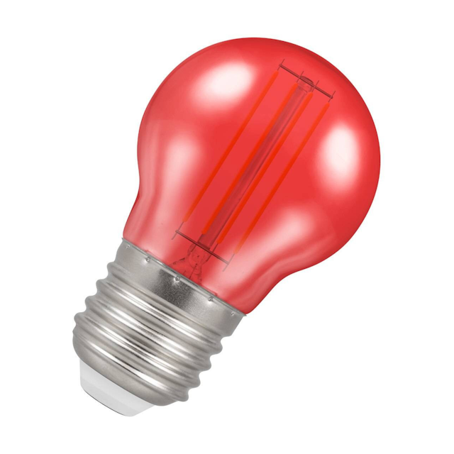 Crompton Lamps LED Golfball Light Bulb E27 4.5W Harlequin Red Round Screw Coloured Translucent