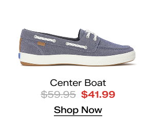 A side view of the Center III Boat Chambray Slip-On in blue. The style was $59.95 and is on sale for $41.99. Shop Now. 