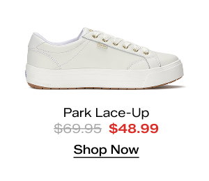 A side view of the Park Leather Lace-Up in white. The style was $69.95 and is on sale for $48.99. Shop Now. 
