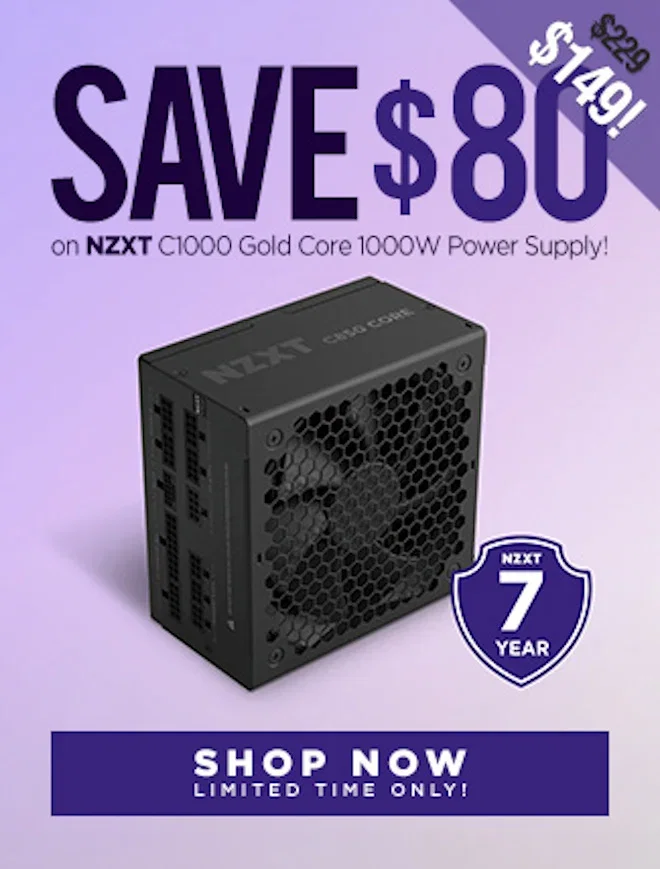SAVE NZXT C1000 Gold Core 1000W Power Supply!