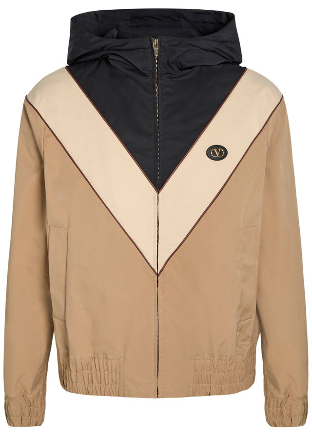 VALENTINO GARAVANI VLogo panelled hooded stretch-shell jacket