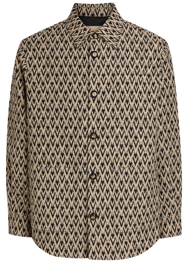 VALENTINO GARAVANI Chevron cotton and silk-blend overshirt