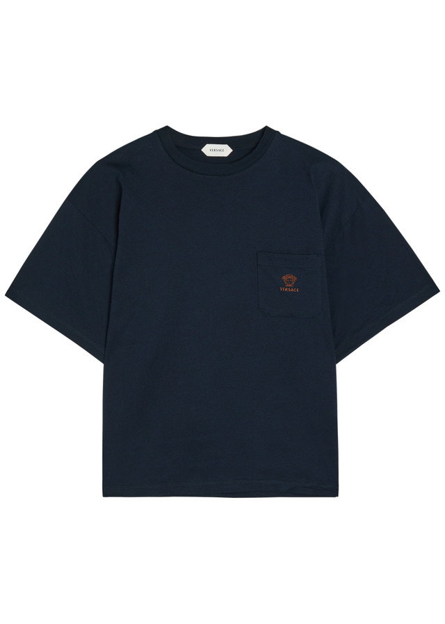VERSACE Logo-embroidered cotton T-shirt