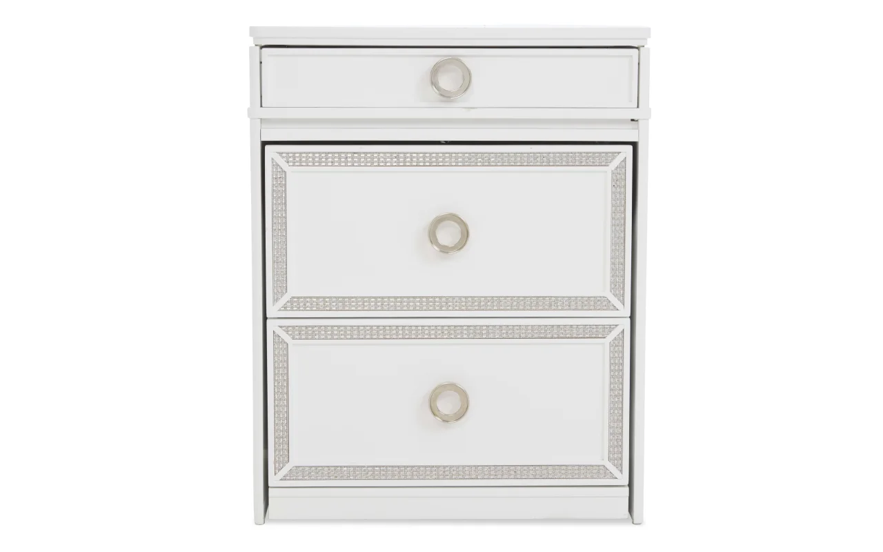 Glitz White 2 Drawer Lift-Top Compact Vanity Set
