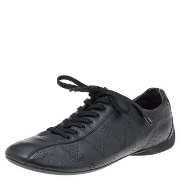 Black Monogram Perforated Leat