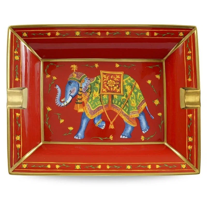 Image of Ceremonial Indian Elephant Red Trinket Tray