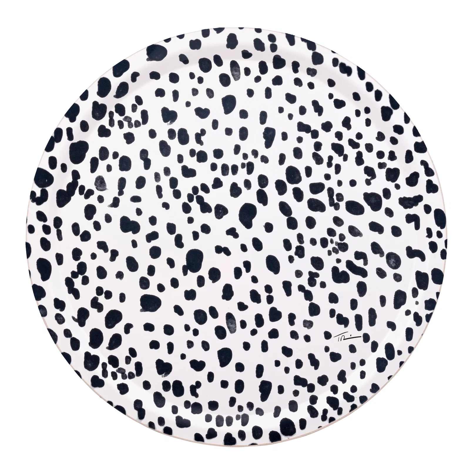Image of Tug Rice Ermine Print - Round Birchwood Tray