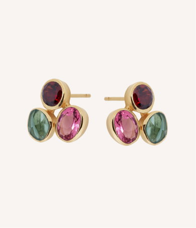 Pendientes botón Flora con piedras naturales