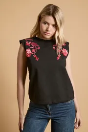 Embellished Shoulder Pad Vest Top