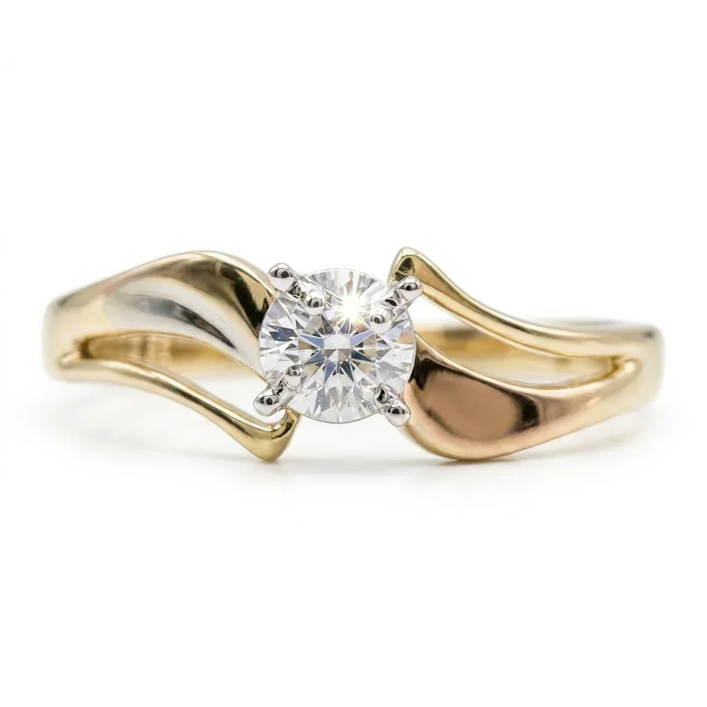 Image of 10K Gold 0.05ctw Diamond Modern Wrap Solitaire Ring