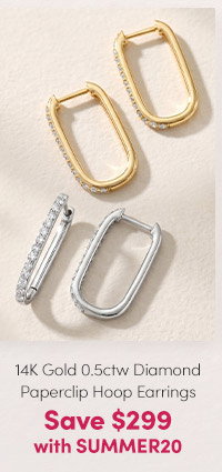 14K Gold 0.50ctw Diamond Paperclip Hoop Earrings – Save $299 with SUMMER20