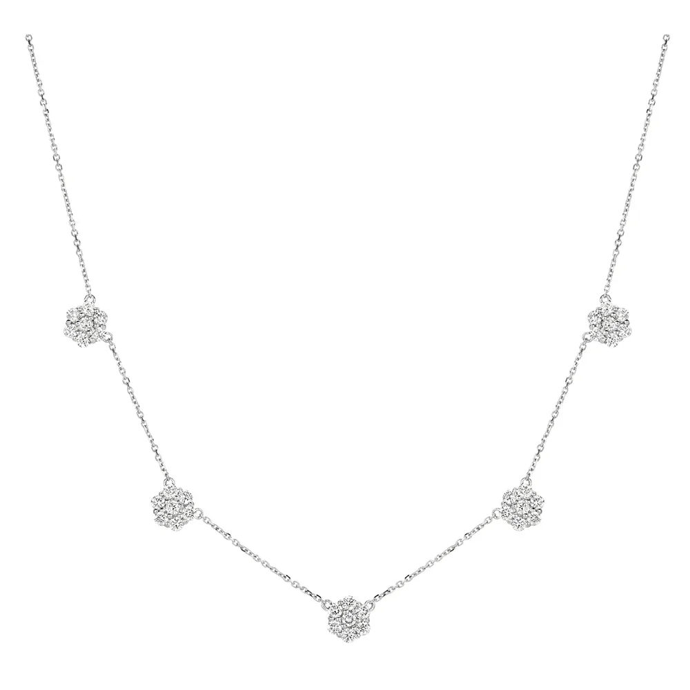 Image of Morris & David 14K Gold Diamond Cluster Station Charm Necklace